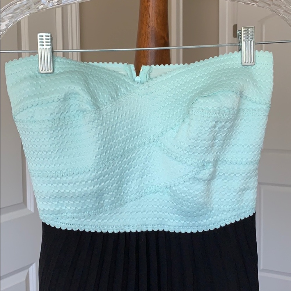 B. Darlin Strapless Formal Gown Black & Light Aqua - Picture 2 of 6